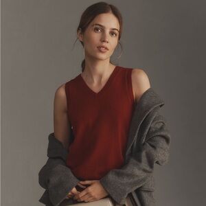 Reformation Red V-Neck Sweater Vest